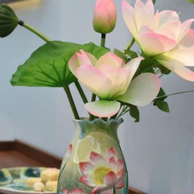 BÌNH THỦ CÔNG ĐẮP NỔI HOA SEN